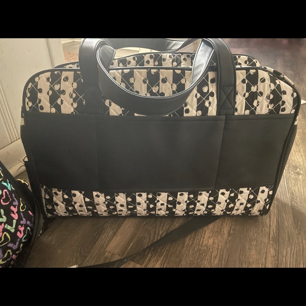 Black and white super cute polka dot overnight bag